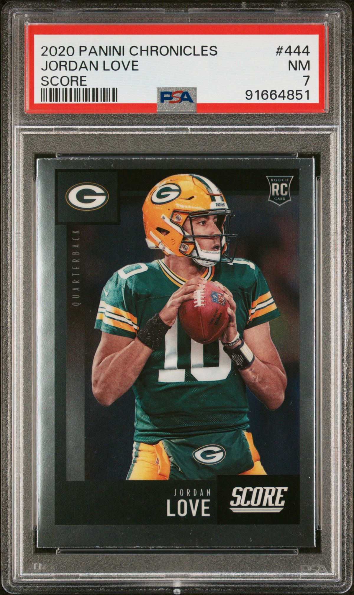 Jordan Love 2020 Panini Chronicles Football Rookie Card #444 Graded PSA 7-Powers Sports Memorabilia
