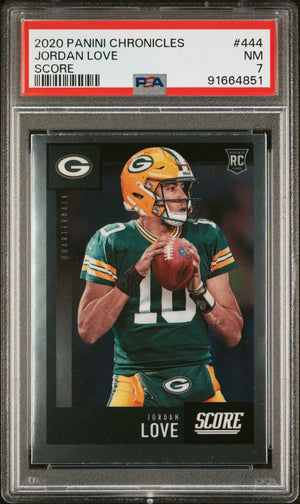 Jordan Love 2020 Panini Chronicles Football Rookie Card #444 Graded PSA 7-Powers Sports Memorabilia