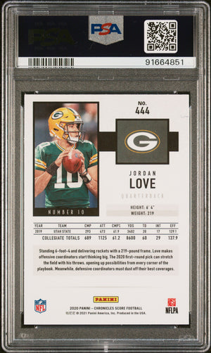 Jordan Love 2020 Panini Chronicles Football Rookie Card #444 Graded PSA 7-Powers Sports Memorabilia