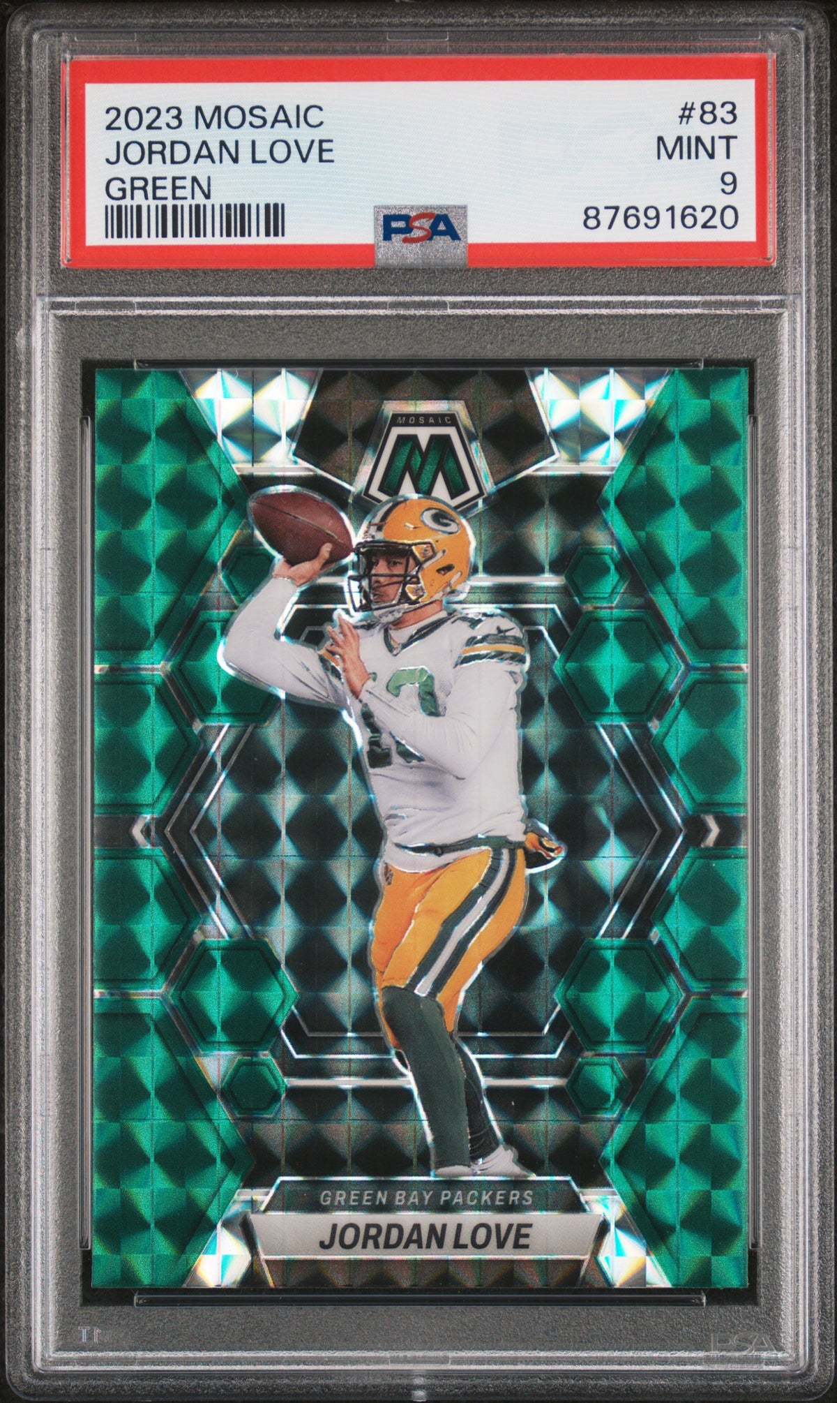 Jordan Love 2023 Panini Mosaic Green Football Card #83 Graded PSA 9-Powers Sports Memorabilia