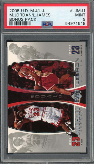 Michael Jordan Lebron James 2005 Upper Deck Basketball Card #LJMJ1 Graded PSA 9-Powers Sports Memorabilia