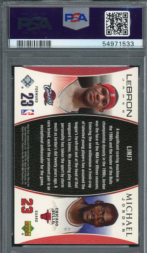 Michael Jordan Lebron James 2005 Upper Deck Basketball Card #LJMJ7 Graded PSA 9-Powers Sports Memorabilia