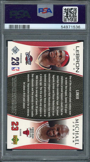 Michael Jordan Lebron James 2005 Upper Deck Basketball Card #LJMJ8 Graded PSA 9-Powers Sports Memorabilia