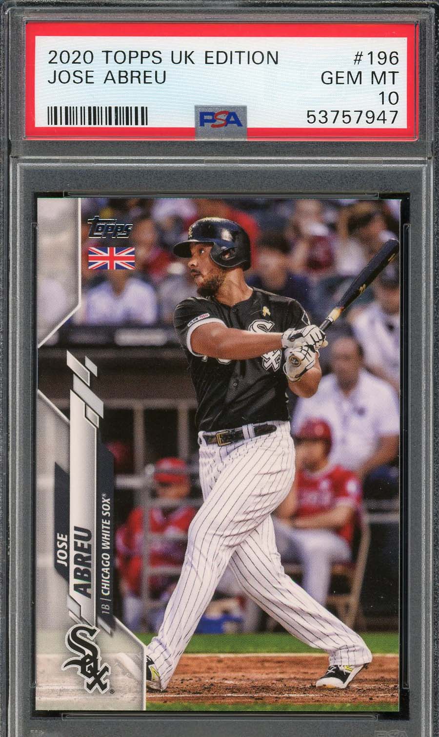 Jose Abreu 2020 Topps UK Edition Baseball Card #196 Graded PSA 10-Powers Sports Memorabilia