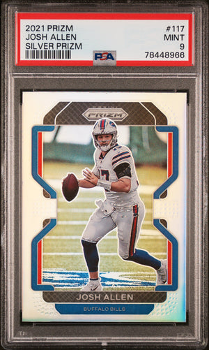 Josh Allen 2021 Panini Prizm Silver Football Card #117 Graded PSA 9-Powers Sports Memorabilia