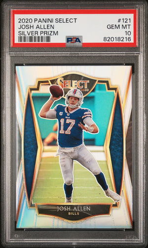 Josh Allen 2020 Panini Select Silver Prizm Football Card #121 Graded PSA 10-Powers Sports Memorabilia