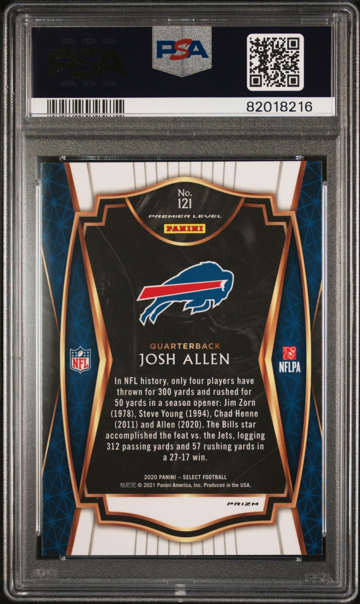 Josh Allen 2020 Panini Select Silver Prizm Football Card #121 Graded PSA 10-Powers Sports Memorabilia