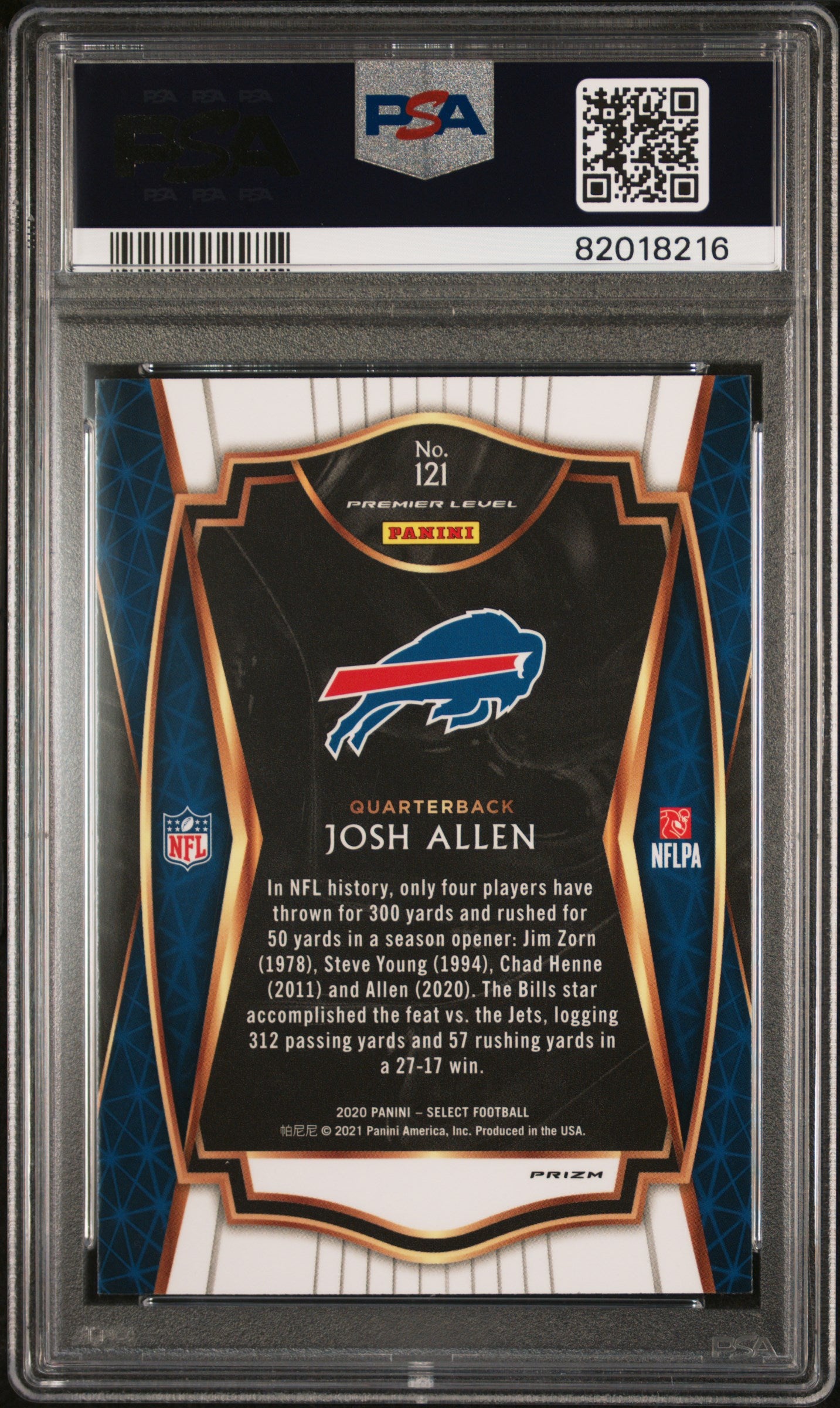 Josh Allen 2020 Panini Select Silver Prizm Football Card #121 Graded PSA 10-Powers Sports Memorabilia