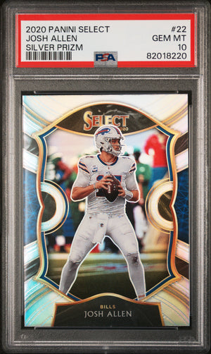 Josh Allen 2020 Panini Select Silver Prizm Football Card #22 Graded PSA 10-Powers Sports Memorabilia