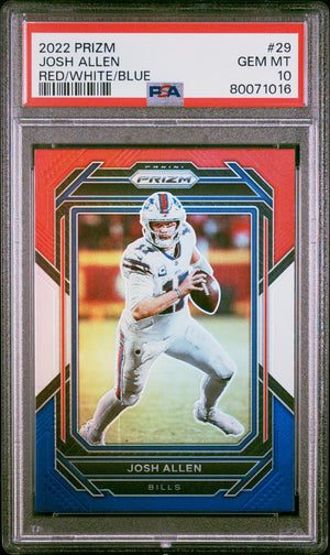 Josh Allen 2022 Panini Prizm Red White Blue Football Card #29 Graded PSA 10-Powers Sports Memorabilia