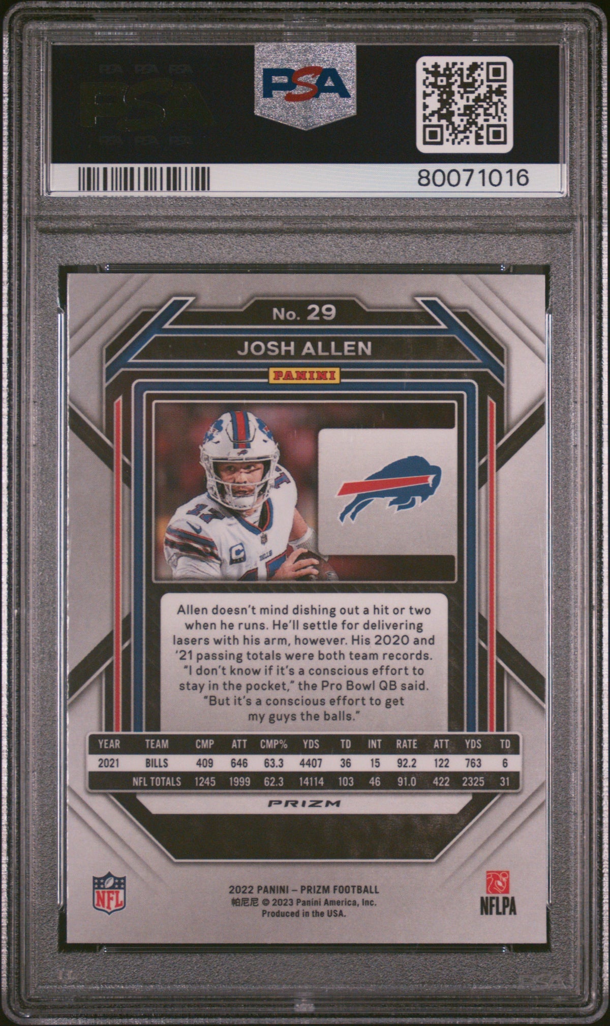 Josh Allen 2022 Panini Prizm Red White Blue Football Card #29 Graded PSA 10-Powers Sports Memorabilia