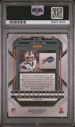 Josh Allen 2022 Panini Prizm Red White Blue Football Card #29 Graded PSA 10-Powers Sports Memorabilia