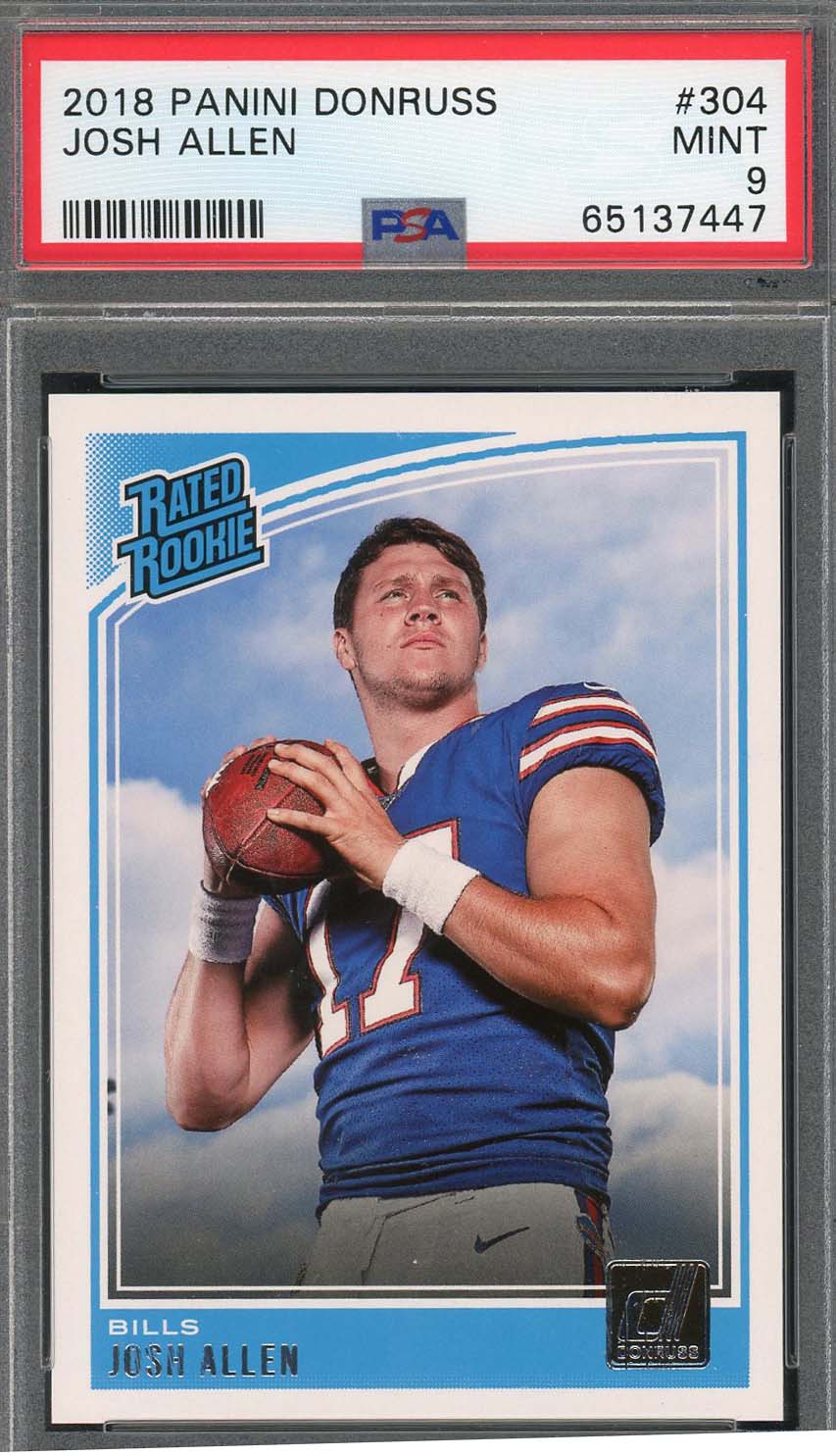 Josh Allen 2018 Panini Donruss Football Rookie Card #304 Graded PSA 9-Powers Sports Memorabilia