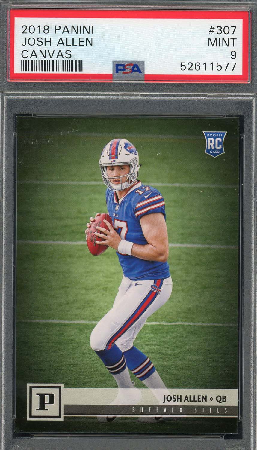 Josh Allen 2018 Panini Canvas Football Rookie Card RC #307 Graded PSA 9-Powers Sports Memorabilia