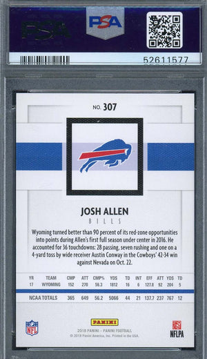 Josh Allen 2018 Panini Canvas Football Rookie Card RC #307 Graded PSA 9-Powers Sports Memorabilia