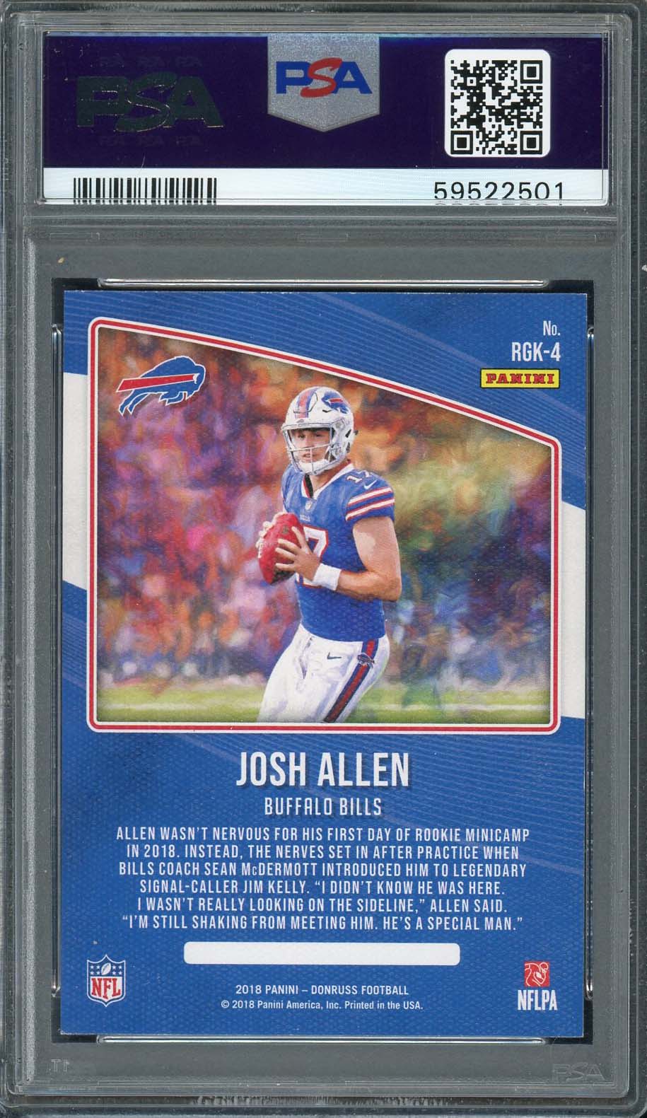 Josh Allen 2018 Panini Donruss Gridiron Kings Rookie Card #RGK4 Graded PSA 9-Powers Sports Memorabilia