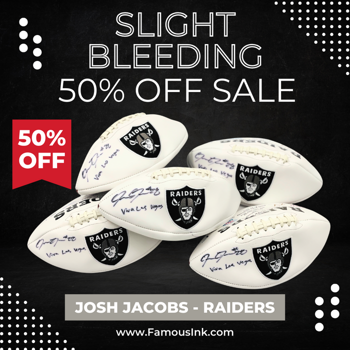 Josh Jacobs Signed Las Vegas Oakland Raiders Logo Football W/ Viva Las Vegas - Beckett-Powers Sports Memorabilia