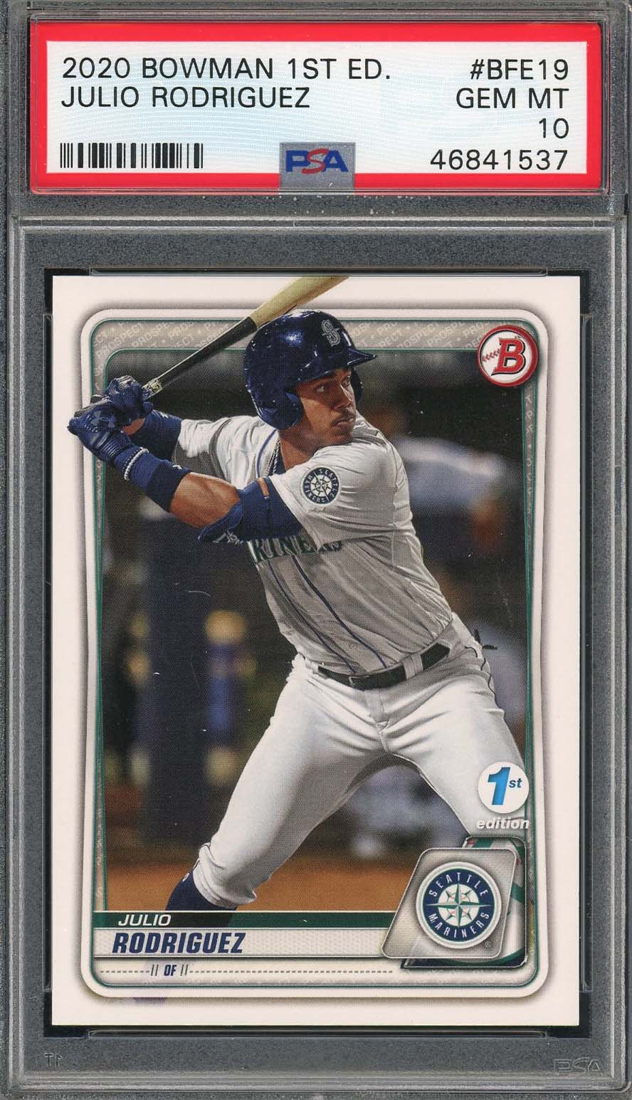Julio Rodriguez 2020 Bowman 1st Edition Baseball Rookie Card BFE19 Graded PSA 10-Powers Sports Memorabilia