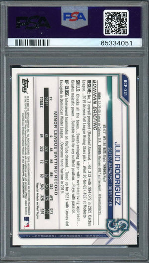 Julio Rodriguez 2021 Bowman Chrome Baseball Rookie Card RC #BCP231 Graded PSA 10-Powers Sports Memorabilia