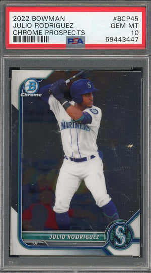 Julio Rodriguez 2022 Bowman Chrome Prospects Rookie Card #BCP45 Graded PSA 10-Powers Sports Memorabilia