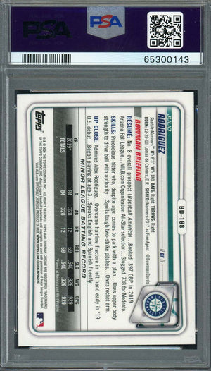 Julio Rodriguez 2020 Bowman Draft Chrome Baseball Rookie Card RC #BD188 PSA 10-Powers Sports Memorabilia