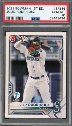 Julio Rodriguez 2021 Bowman 1st Edition Baseball Rookie Card #BFE86 PSA 10-Powers Sports Memorabilia