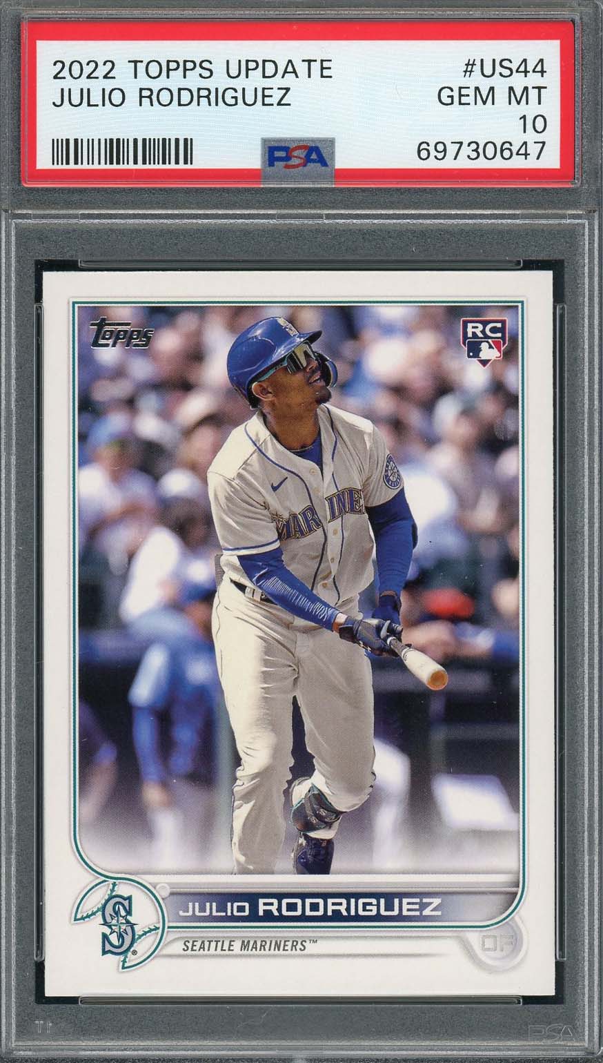 Julio Rodriguez 2022 Topps Update Baseball Rookie Card RC #US44 Graded PSA 10-Powers Sports Memorabilia