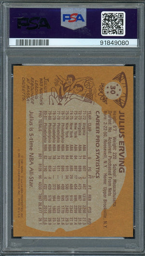 Julius Erving 1981 Topps Signed Basketball Card #30 Auto Graded PSA 7 91849080-Powers Sports Memorabilia