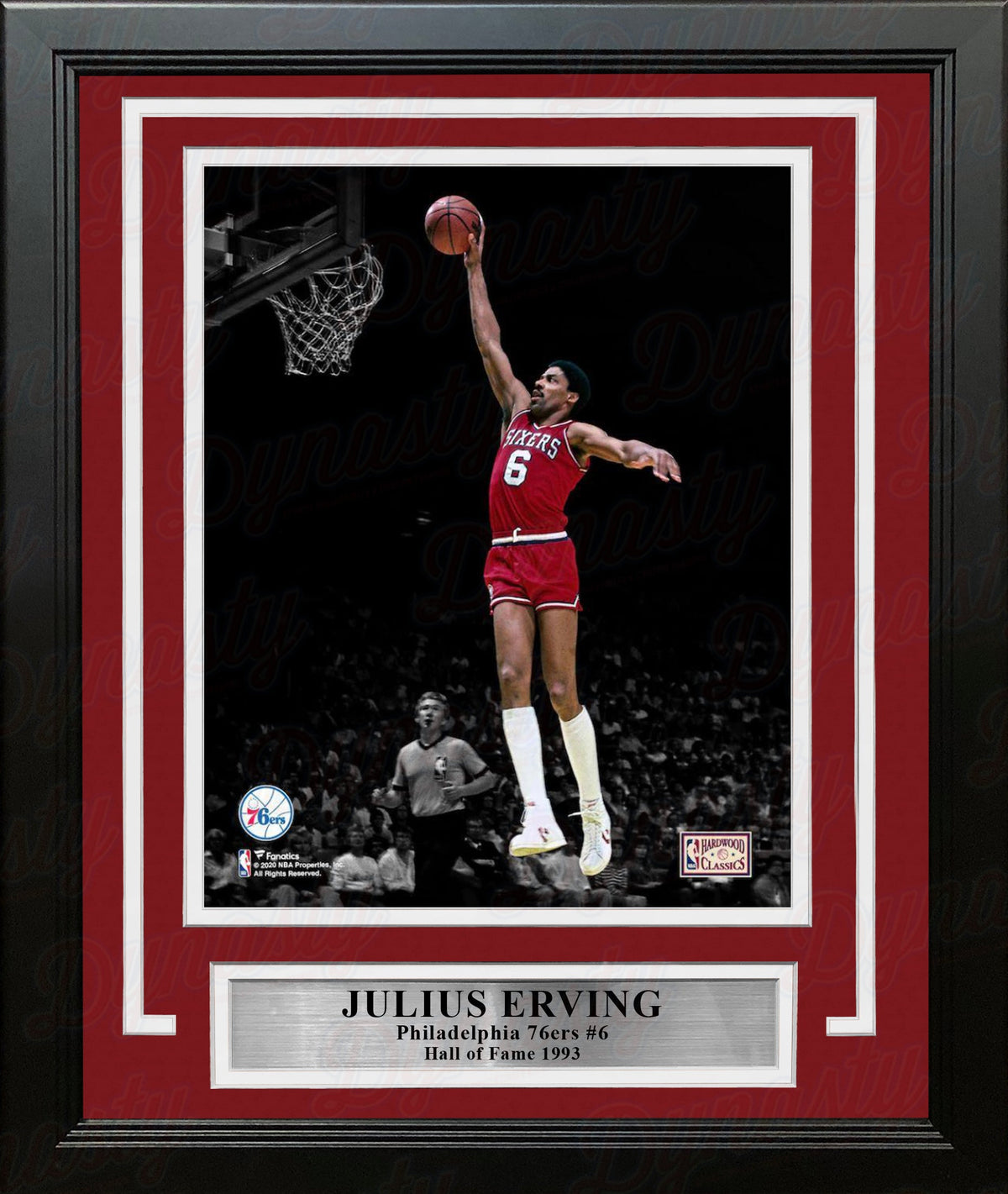 Julius "Dr. J" Erving Blackout Dunk Philadelphia 76ers 8" x 10" Framed Basketball Display Photo-Powers Sports Memorabilia