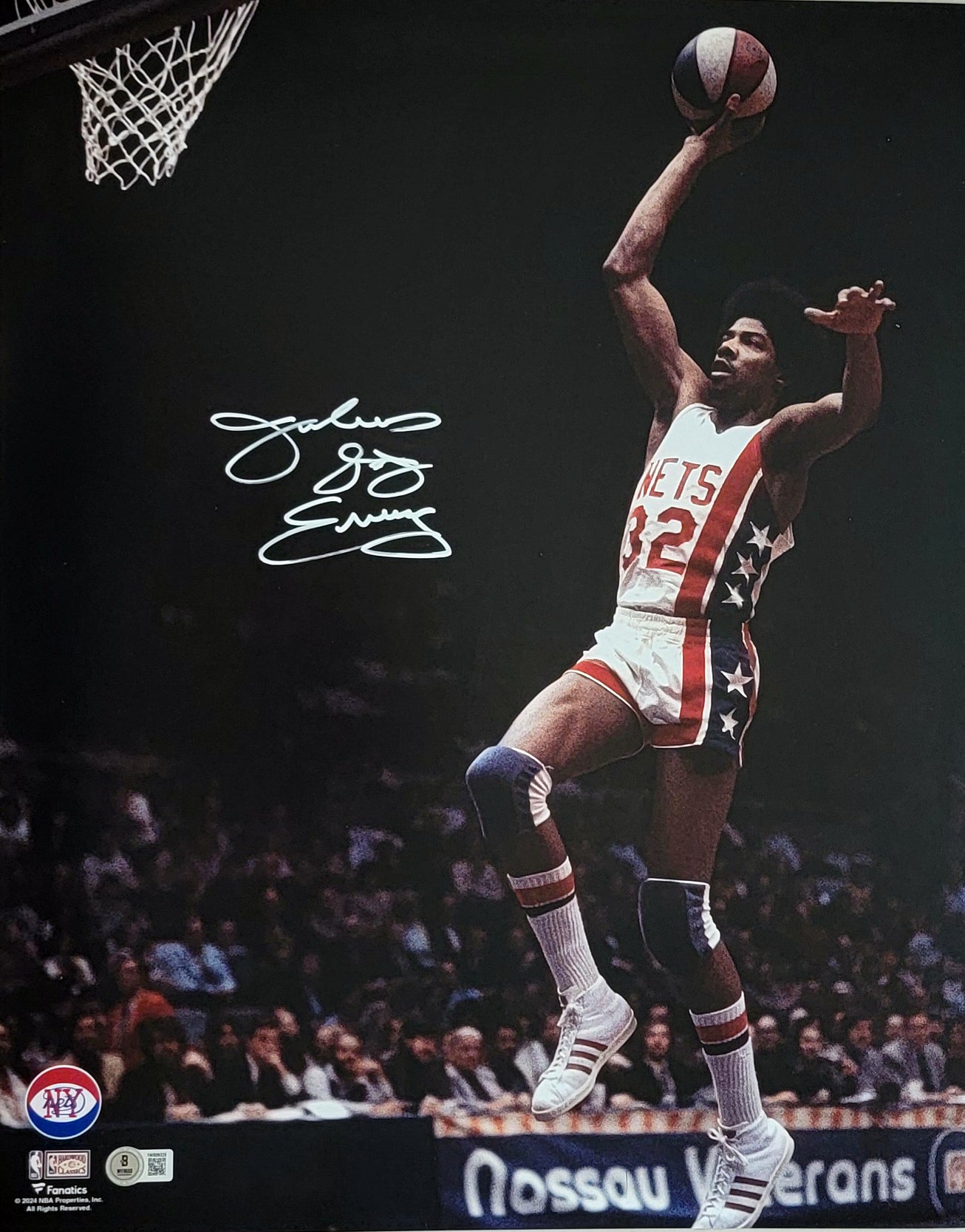 Julius Erving Signed New York Nets ABA 16x20 Photo - Beckett-Powers Sports Memorabilia