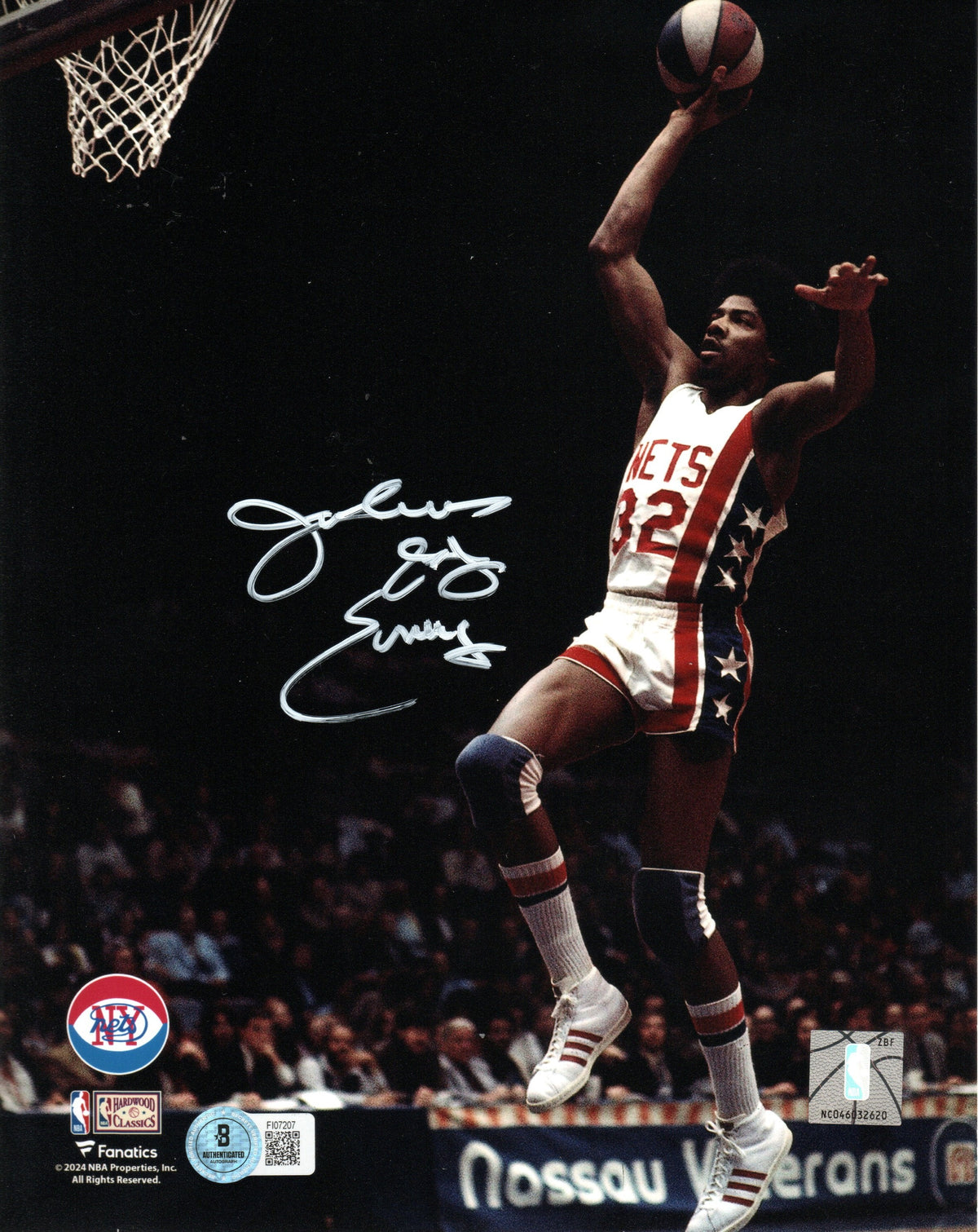 Julius Erving Signed New York Nets ABA 8x10 Photo - Beckett-Powers Sports Memorabilia