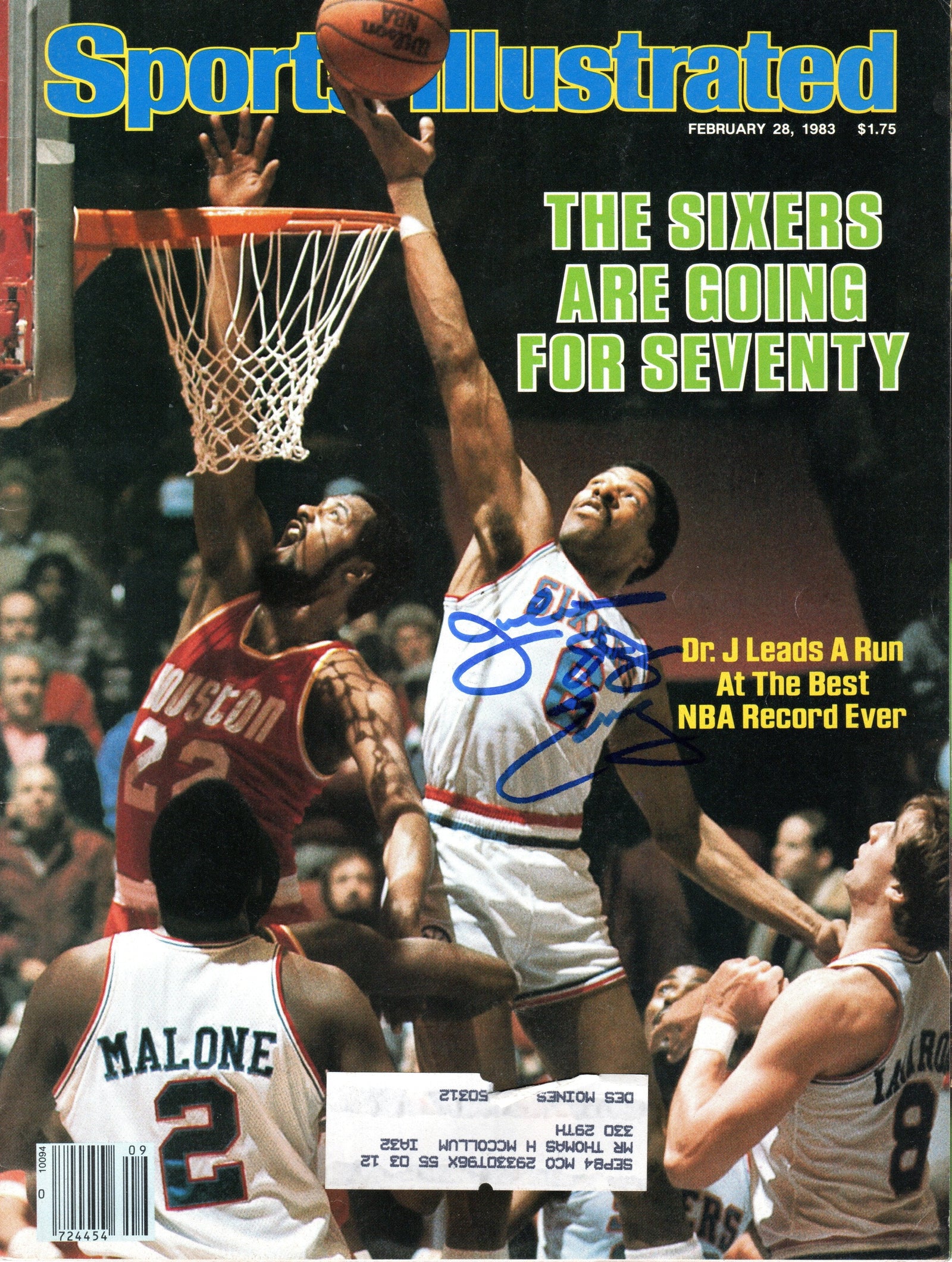 Julius Erving Signed Philadelphia 76ers Sports Illustrated "The Sixers Are Going For Seventy" 2/28/83 - Beckett-Powers Sports Memorabilia