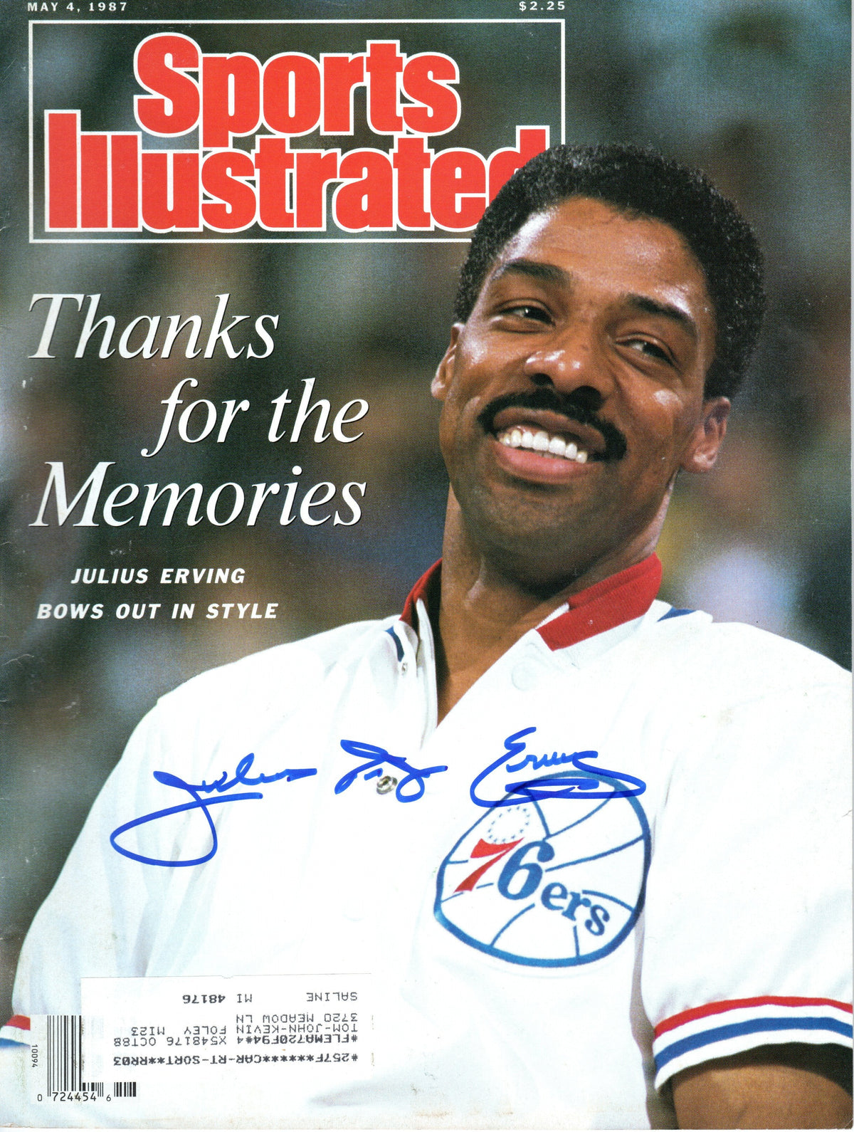 Julius Dr. J Erving Signed Philadelphia 76ers Sports Illustrated Thanks For The Memories 5/4/87 - Beckett-Powers Sports Memorabilia