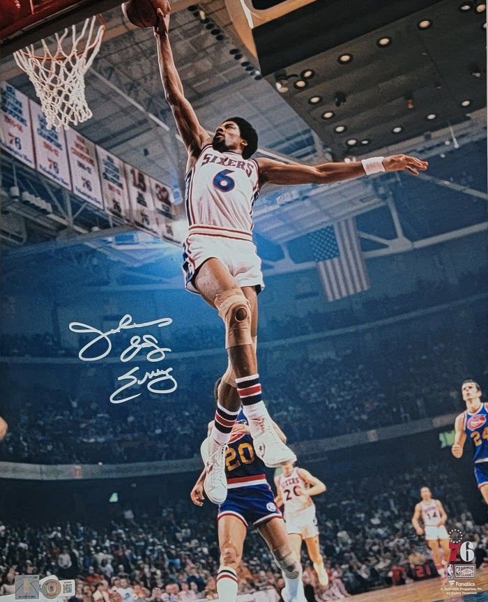 Julius Erving Signed Philadelphia 76ers 16x20 Photo Beckett Witnessed #2-Powers Sports Memorabilia