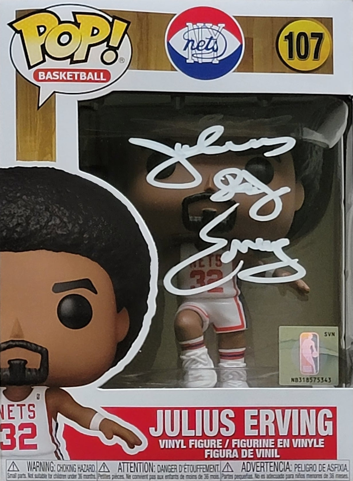 Julius Dr. J Erving Autographed ABA New York Nets Funko Pop Beckett Witnessed White-Powers Sports Memorabilia