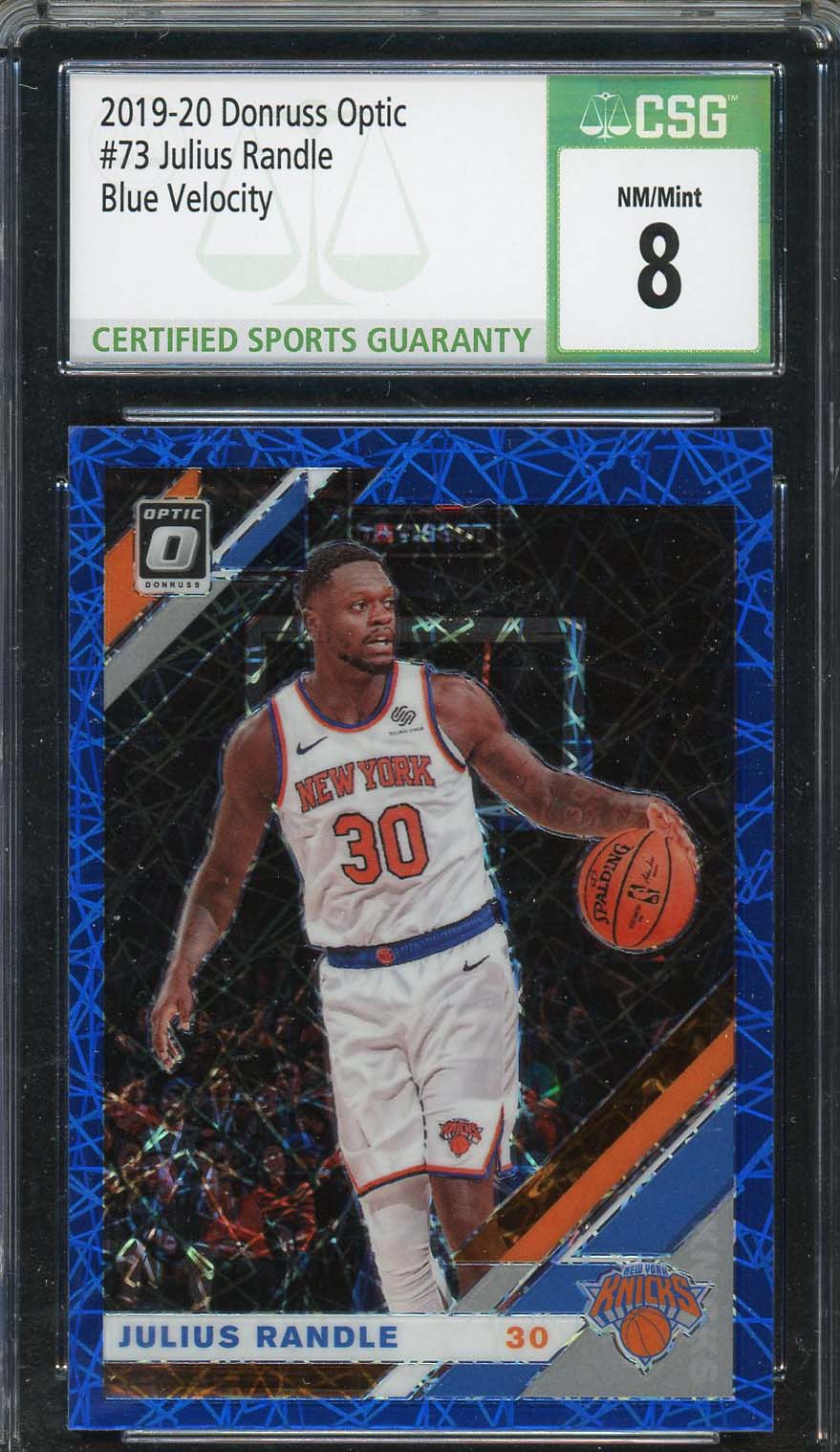 Julius Randle 2019-20 Donruss Optic Blue Velocity Basketball Card #73 CSG 8-Powers Sports Memorabilia