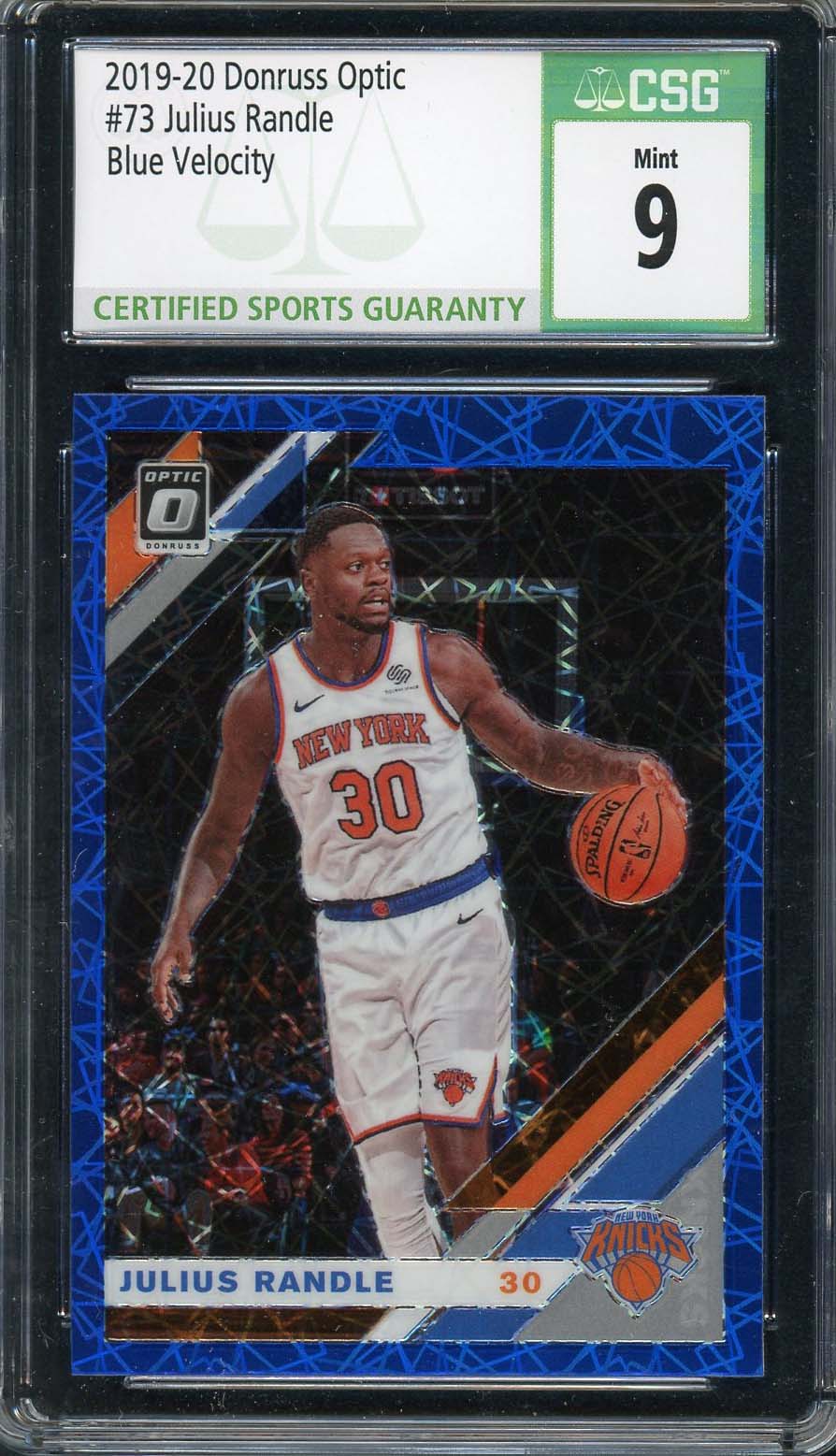 Julius Randle 2019-20 Donruss Optic Blue Velocity Basketball Card #73 CSG 9-Powers Sports Memorabilia