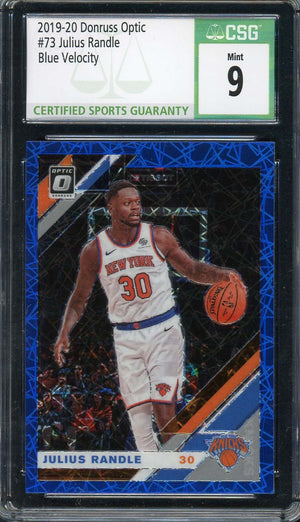 Julius Randle 2019-20 Donruss Optic Blue Velocity Basketball Card #73 CSG 9-Powers Sports Memorabilia