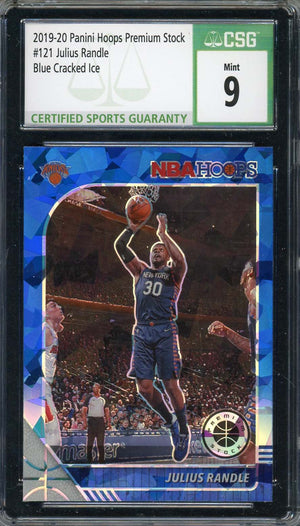 Julius Randle 2019-20 Panini Hoops Premium Stock Blue Cracked Ice #121 CSG 9-Powers Sports Memorabilia
