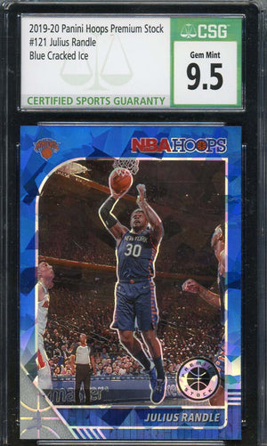 Julius Randle 2019-20 Panini Hoops Premium Stock Blue Cracked Ice #121 CSG 9.5-Powers Sports Memorabilia