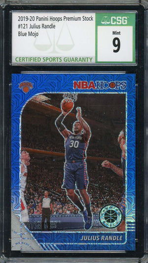 Julius Randle 2019-20 Panini Hoops Premium Stock Blue Mojo Card #121 CSG 9-Powers Sports Memorabilia