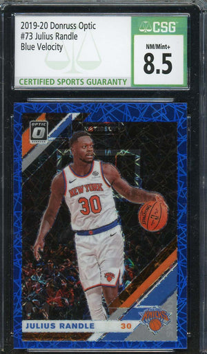Julius Randle 2019-20 Donruss Optic Blue Velocity Basketball Card #73 CSG 8.5-Powers Sports Memorabilia
