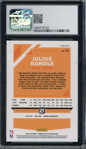 Julius Randle 2019-20 Donruss Optic Hologram Basketball Card #73 CSG 9-Powers Sports Memorabilia