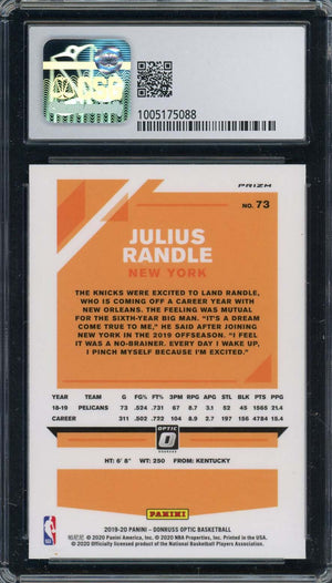 Julius Randle 2019-20 Donruss Optic Purple Basketball Card #73 CSG 8.5-Powers Sports Memorabilia