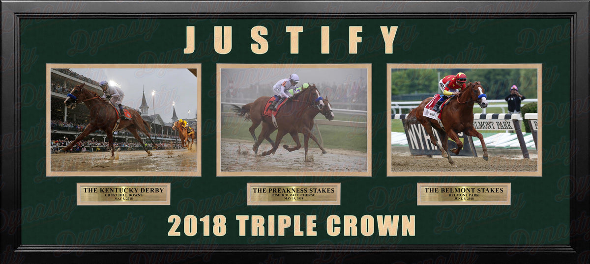 Mike Smith & Justify 2018 Triple Crown Winner Professionally Framed Horse Racing Collage-Powers Sports Memorabilia