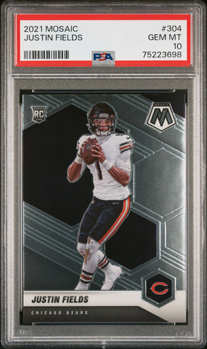 Justin Fields 2021 Panini Mosaic Football Rookie Card #304 Graded PSA 10-Powers Sports Memorabilia