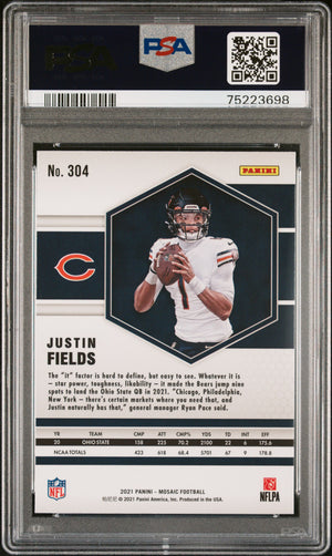 Justin Fields 2021 Panini Mosaic Football Rookie Card #304 Graded PSA 10-Powers Sports Memorabilia
