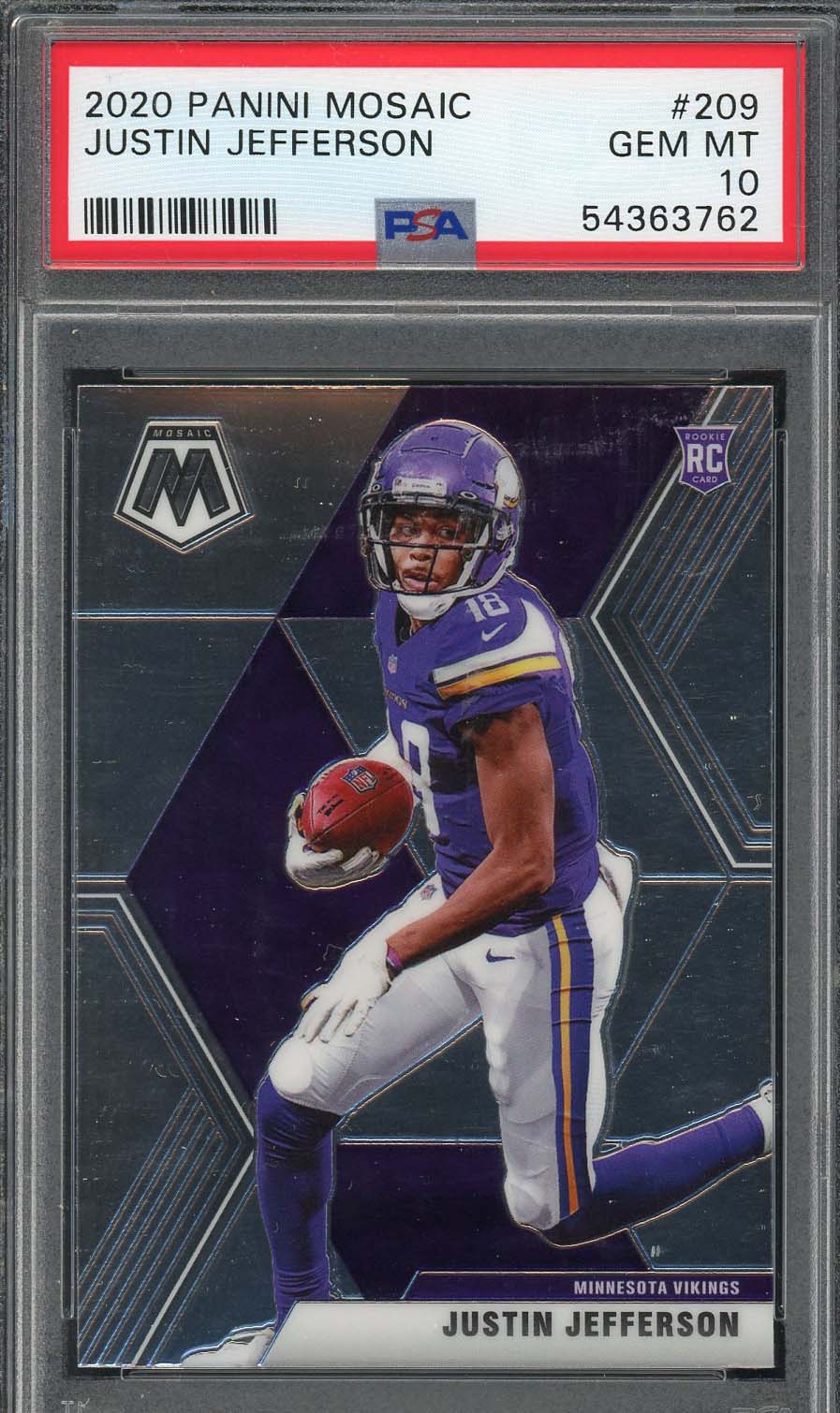 Justin Jefferson 2020 Panini Mosaic Football Rookie Card RC #209 Graded PSA 10-Powers Sports Memorabilia