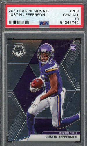 Justin Jefferson 2020 Panini Mosaic Football Rookie Card RC #209 Graded PSA 10-Powers Sports Memorabilia