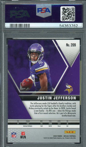 Justin Jefferson 2020 Panini Mosaic Football Rookie Card RC #209 Graded PSA 10-Powers Sports Memorabilia